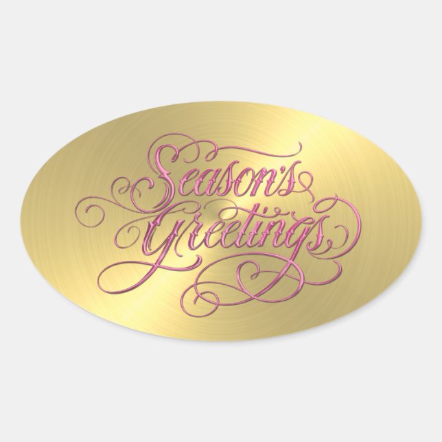 Gold Sheen Pink Saison Grüße Sticker (Vorderseite)
