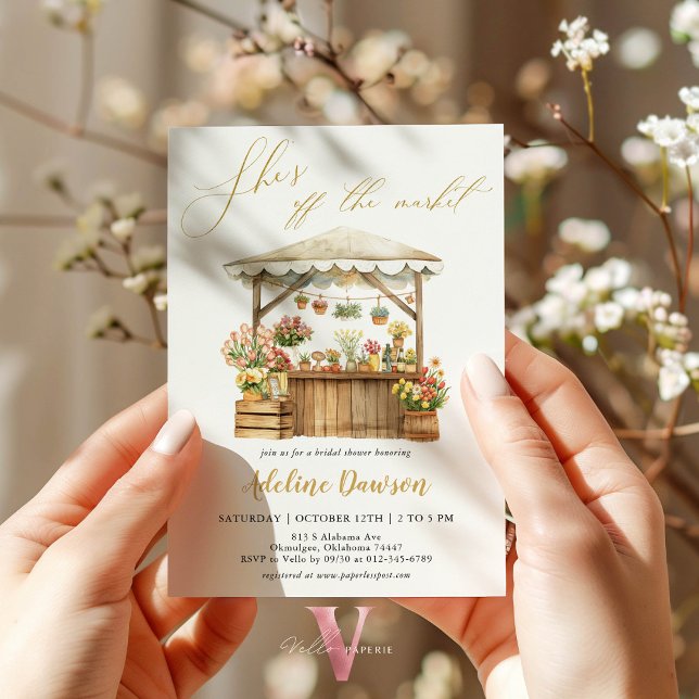 Gold She's off the Market Bridal Shower Invitation (Créateur téléchargé)