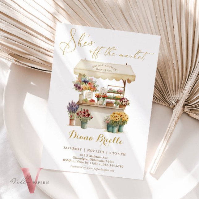 Gold She's off the Market Bridal Shower Invitation (Créateur téléchargé)