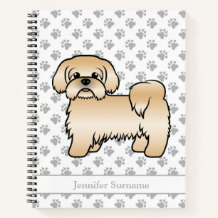 Gold Shih Tzu Niedlich Cartoon Dog & Name Notizbuch