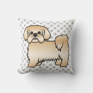 Gold Shih Tzu Niedlich Cartoon Dog & Paws Kissen