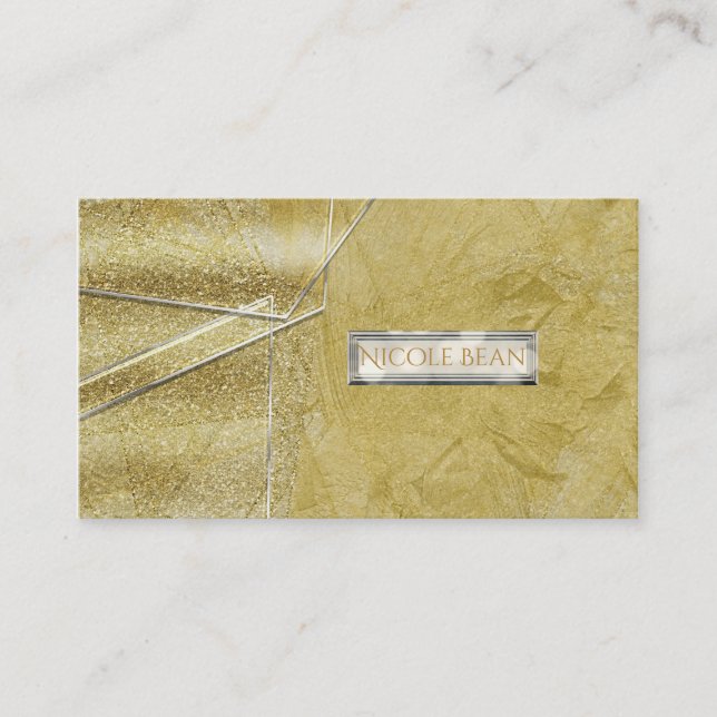 Gold Shimmer Crystal Glass Glam Designer Style Visitenkarte (Vorderseite)