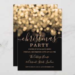 Gold Shimmer Lights Script Weihnachts-Party Einladung