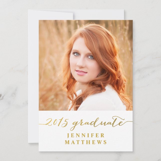 Gold Shine 2015 Foto Graduation Party Einladung (Vorderseite)