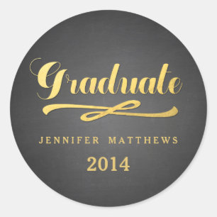Gold Shine Chalkboard Abschluss Round Stickers