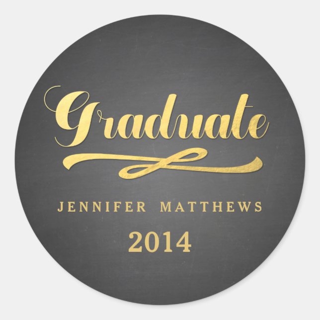 Gold Shine Chalkboard Abschluss Round Stickers (Vorderseite)