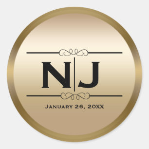 Gold Shine Elegant Glam Custom Monogram Bevorzugun Runder Aufkleber
