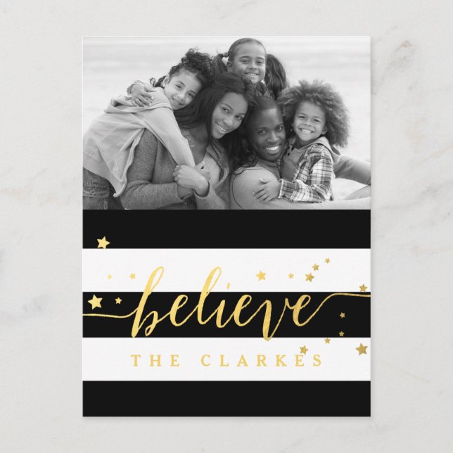 Gold Shine glaubt | Holiday Foto Postkarte (Vorderseite)