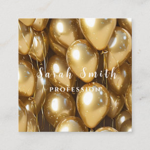 Gold Shiny Balloons Party Glitzer Quadratische Visitenkarte
