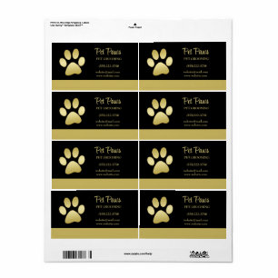 Gold Shiny Dog Paw auf Black Pet Grooming Service