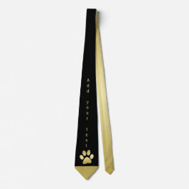 Gold Shiny Dog Paw auf schwarzem Hintergrund Krawatte