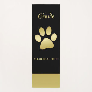 Gold Shiny Dog Paw auf schwarzem Hintergrund Yoga Yogamatte