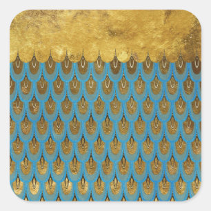 Gold Shiny Princess Mermaid Glitzer Scales Quadratischer Aufkleber