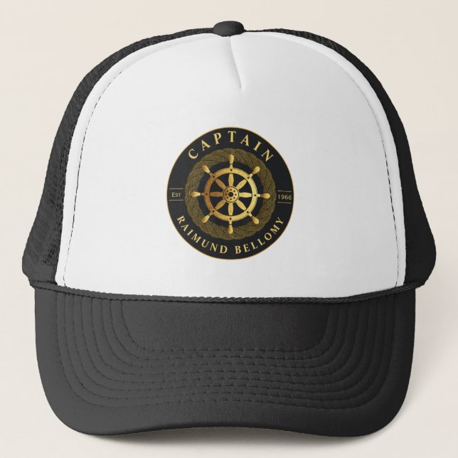 Gold Ship Wheel Trucker Hat Truckerkappe (Vorderseite)