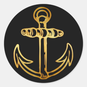 GOLD SHIPOR ANCHOR RUNDER AUFKLEBER