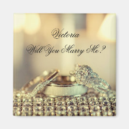 Gold Sie heiraten mir Vorschlag Name Skript Magnet