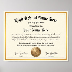 Gold Siegel High School Diploma, Homeschooling Poster