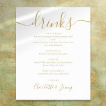 Gold Signature Script Drinks Menu Sign Poster<br><div class="desc">This elegant gold script minimalist drinks menu sign is perfect for your wedding celebration. Designed by Thisisnotme©</div>