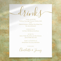 Gold Signature Script Drinks Menu Sign