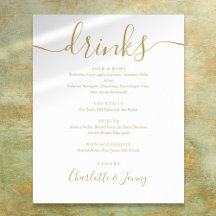 Gold Signature Script Drinks Menu Sign