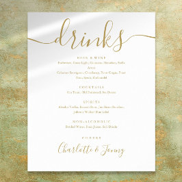 Gold Signature Script Drinks Menu Sign Poster