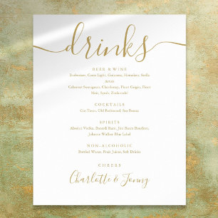 Gold Signature Script Drinks Menu Sign Poster