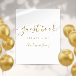 Gold Signature Script Gästebuchsignatur Poster