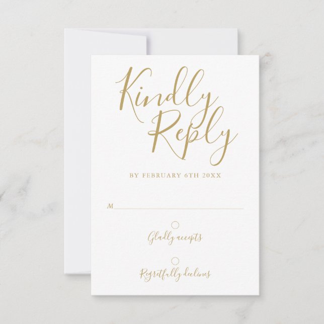 Gold Signature Script Moderne RSVP-Karte RSVP Karte (Vorderseite)