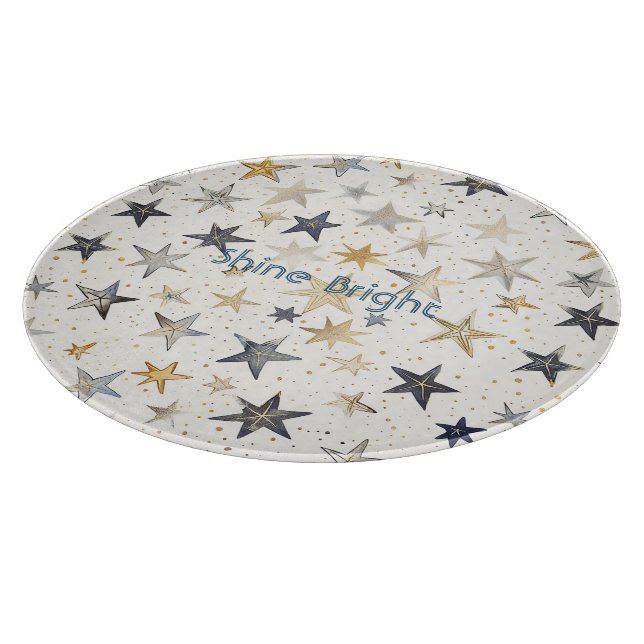 Gold Silber Blaue Sterne Schneidebrett (Ecke)