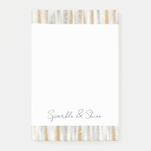 Gold Silber Chic Glam Glitzer Streifen Glanz  Post-it Klebezettel