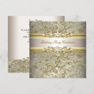 Gold Silber Creme Embossed Look Elegantes Party Einladung