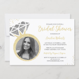Gold Silber Foto Glanz Ring Braut Dusche Einladung