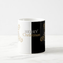 Gold & Silber Frohe Weihnachtsstern, Schwarz & Wei Kaffeetasse