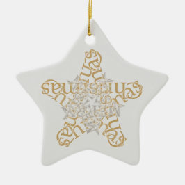 Gold, Silber Frohe Weihnachtssternkalligraphie Kun Keramik Ornament