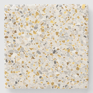 Gold, Silber, Grau Terrazzo Muster Steinuntersetzer