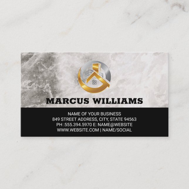 Gold Silber House Logo | Real Anwesen Visitenkarte (Vorderseite)