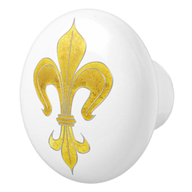 Gold & Silber Lily + Ihr Backgr. Ideen Keramikknauf (Rechts)
