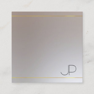 Gold Silber Look Monogramm Moderne Elegante Vorlag Quadratische Visitenkarte