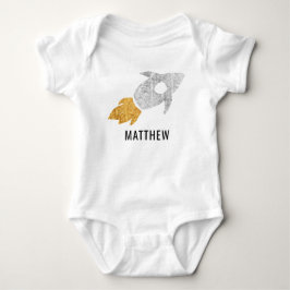 Gold Silber Personalisierte Rakete Weltraumkids Baby Strampler