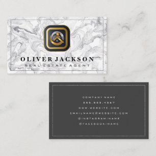 Gold Silber Real Anwesen Logo   Marmor Visitenkarte