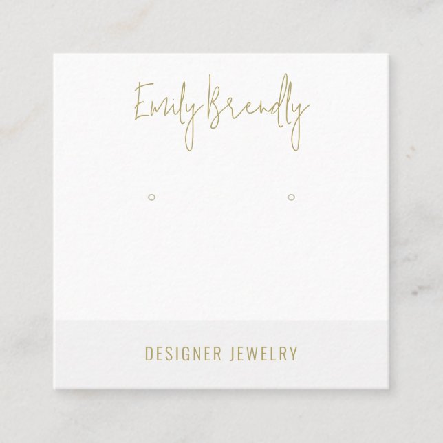 Gold Silber Schmuck Earring Display Business Card Quadratische Visitenkarte (Vorderseite)