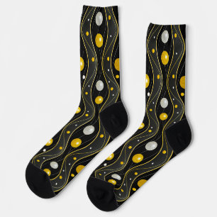Gold Silber Schwarz Art Deco Muster Socken