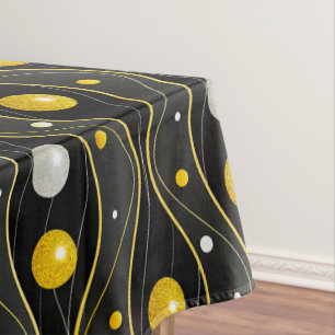 Gold Silber Schwarz Art Deco Muster Tischdecke