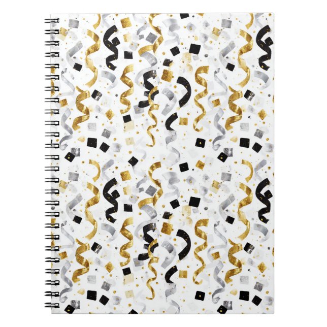Gold Silber Schwarz Konfetti Notizblock (Vorderseite)