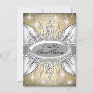 Gold & Silber Sparkle Diamond Sweet 16 Einladung