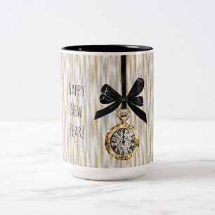 Gold Silber Streifen Silvester Mitternacht Zweifarbige Tasse