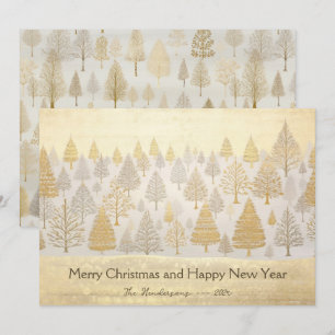 Gold Silber Tannenbäume Weihnachtskarte Karte