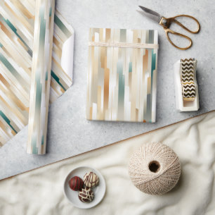 Gold-, Silber- und Rose-Streifen-Design Geschenkpapier