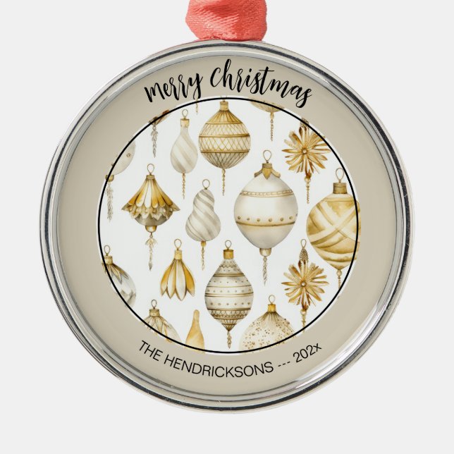 Gold Silber Vintage Ornamente Weihnachtsschmuck (Vorne)