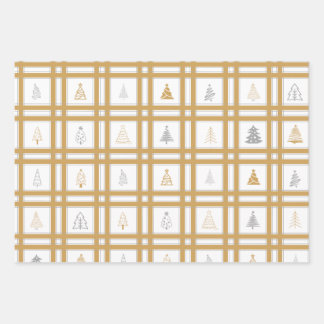 Gold & Silber Weihnachtsbaum Wrapping Paper Sheets Geschenkpapier Set